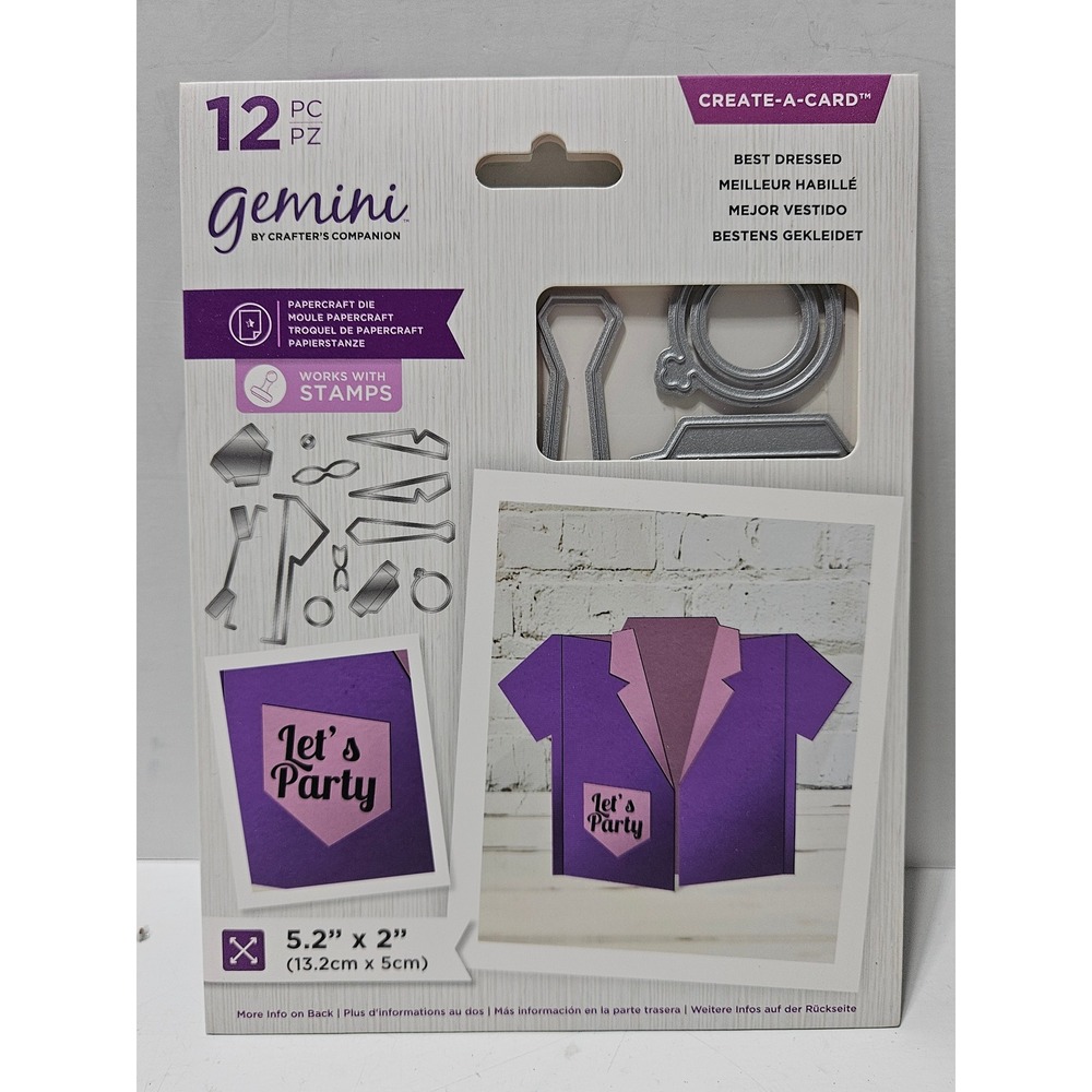 Gemini Best Dressed Create-A-Card Papercraft Die 12PC Suit Tuxedo